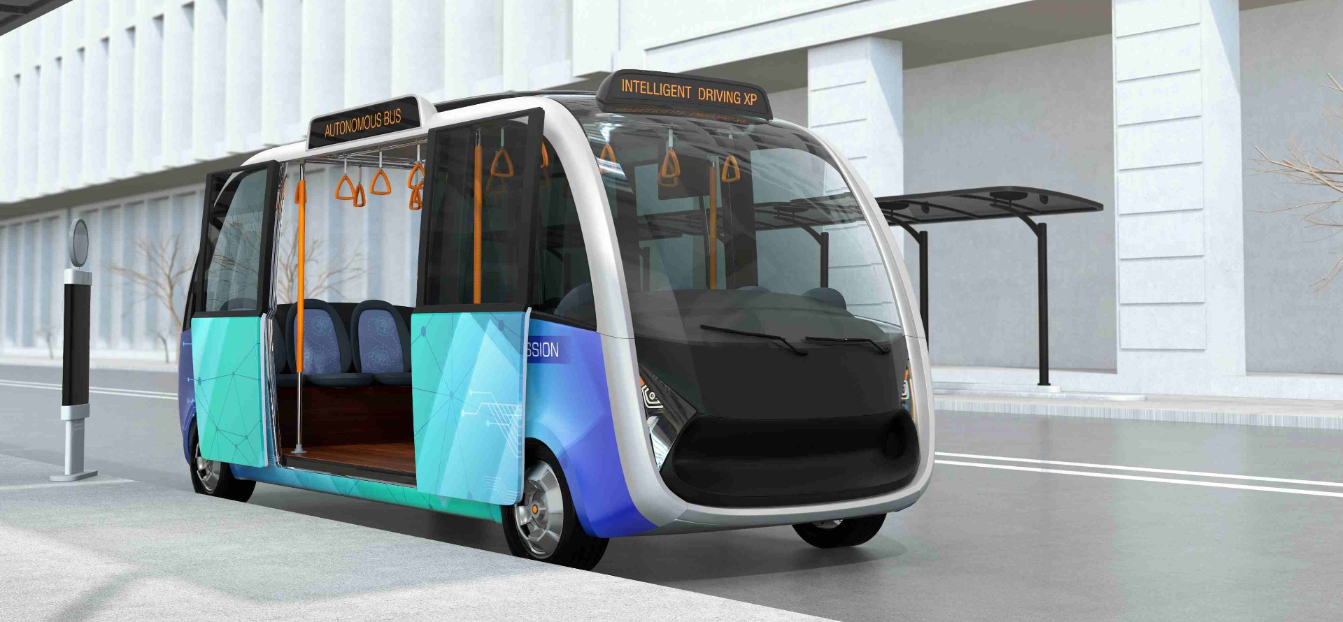 鑫創電子 Autonomous Airport Shuttle 機場自動駕駛接駁車解決方案，搭載 NVIDIA Jetson AGX Orin 邊緣 AI 電腦進行感測器融合與自動導航